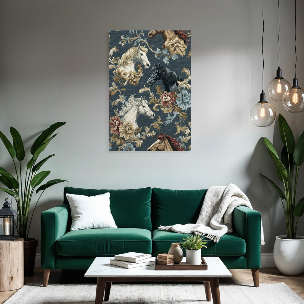 Horse Head Pattern Flora Vintage Design