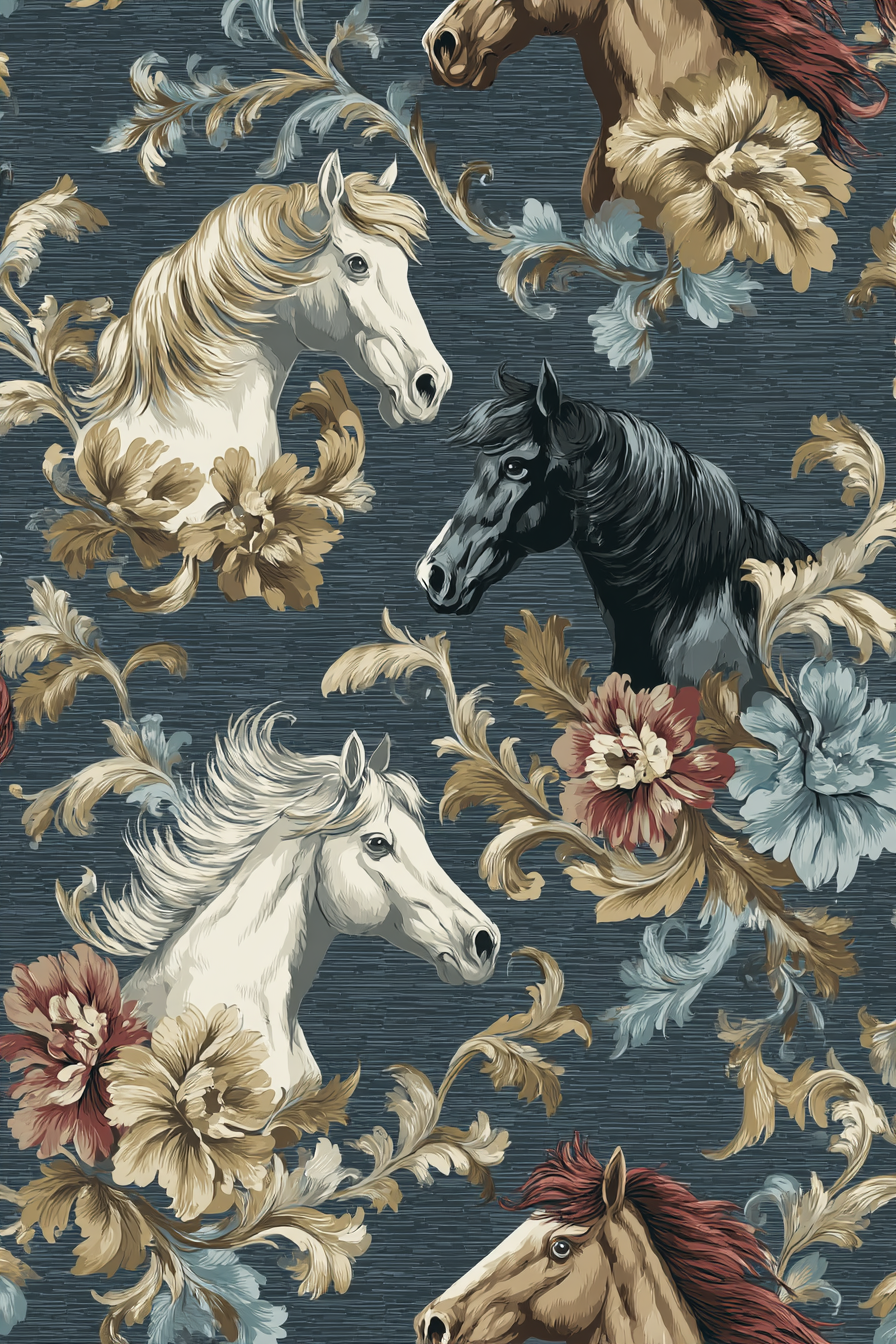Pferdekopf Muster Flora Vintage Design | Klassisch | Einrichtungsstile