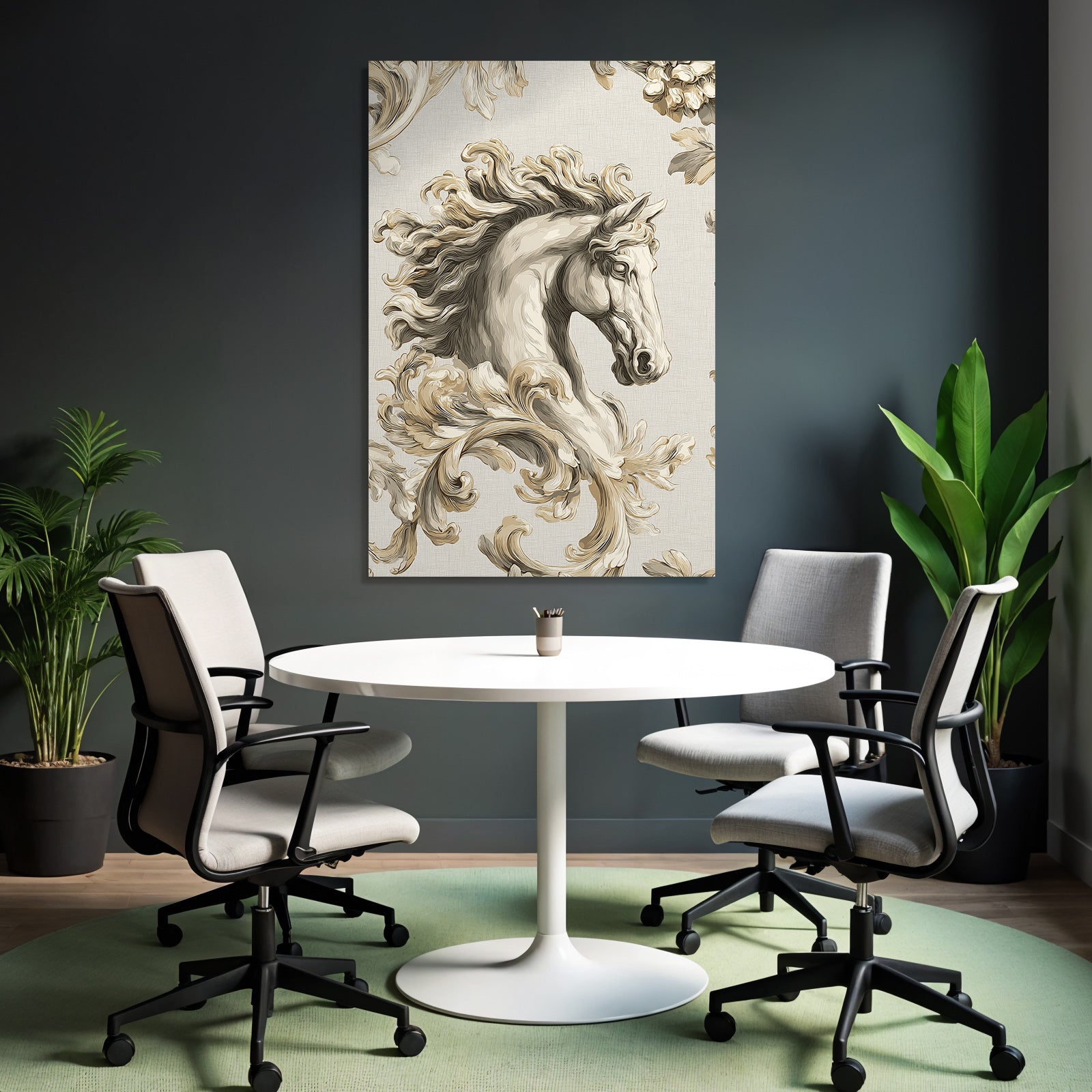 Pferdekopf Ornate Fliesendesign Beige Creme