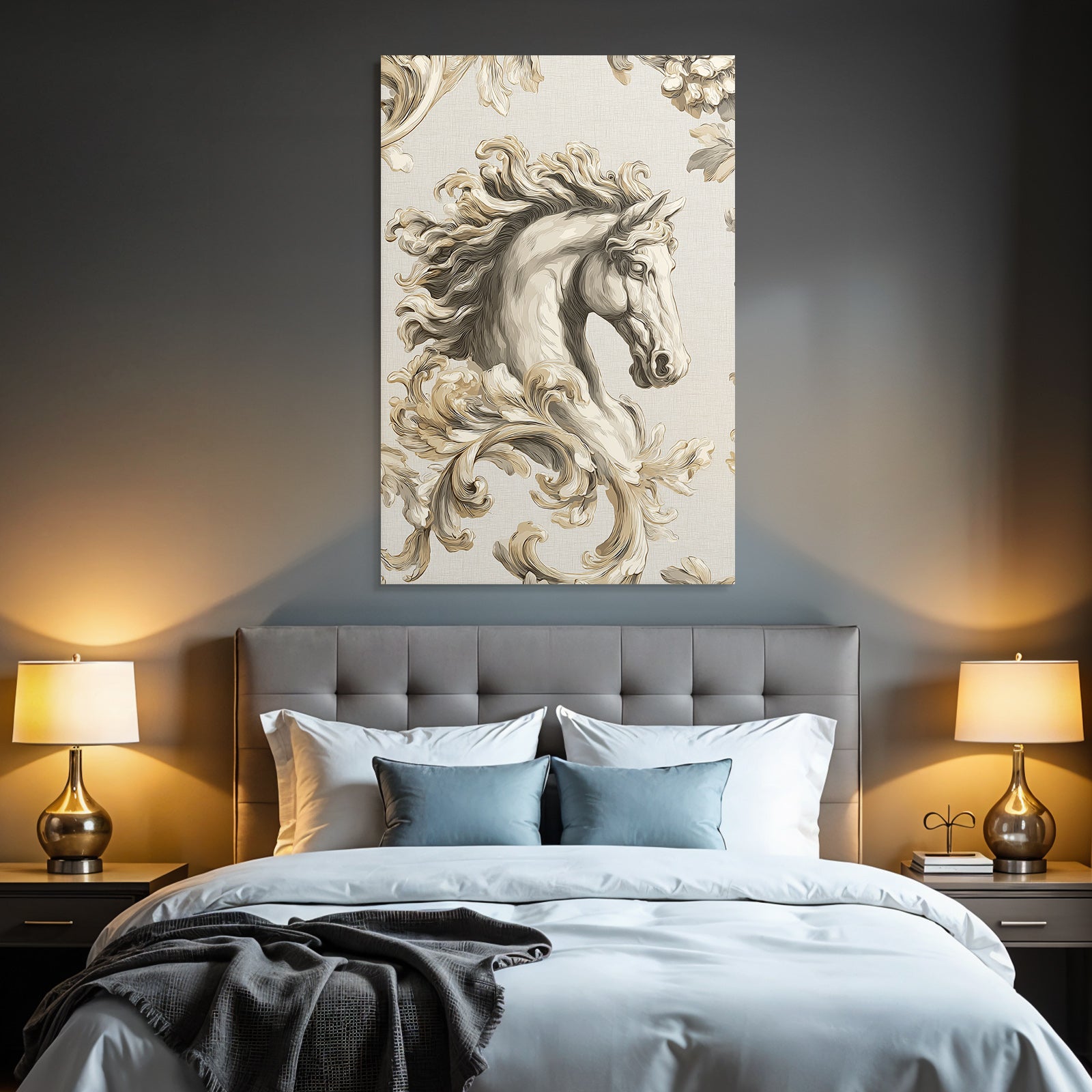 Pferdekopf Ornate Fliesendesign Beige Creme