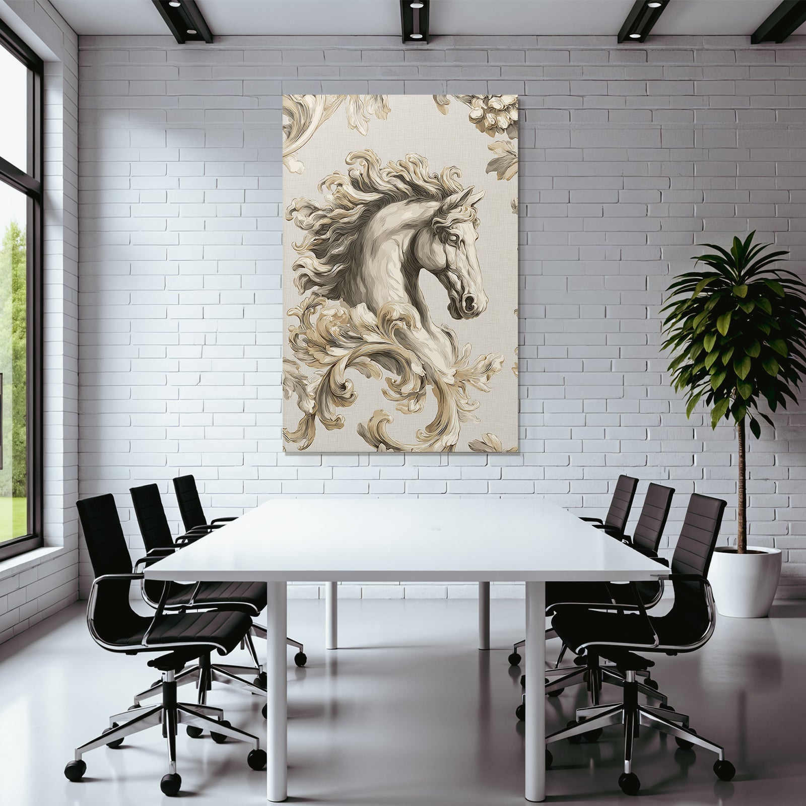 Pferdekopf Ornate Fliesendesign Beige Creme