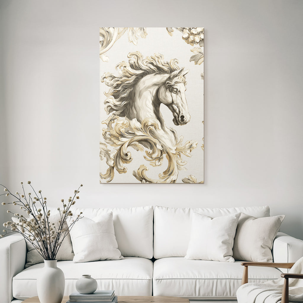 Pferdekopf Ornate Fliesendesign Beige Creme