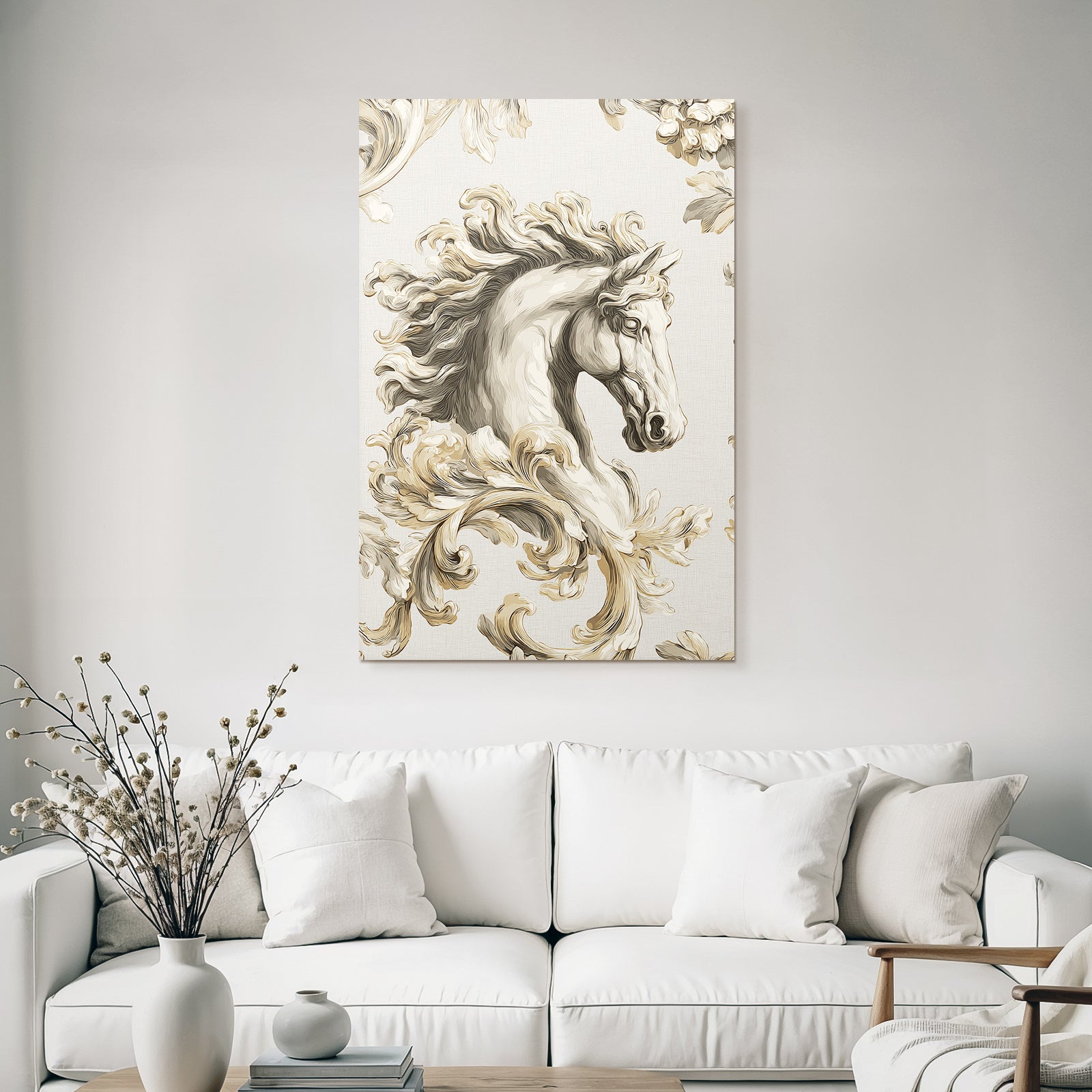 Pferdekopf Ornate Fliesendesign Beige Creme