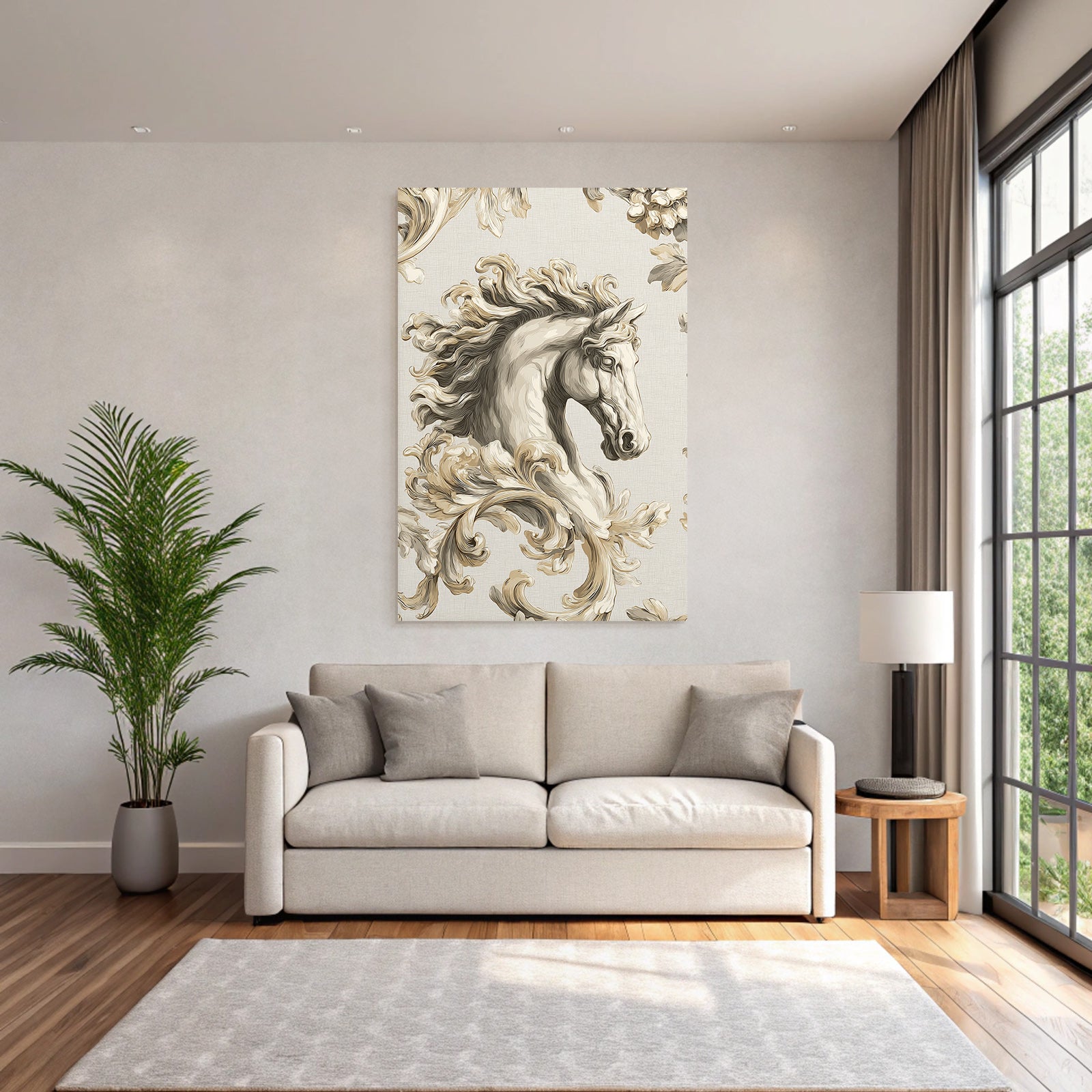 Pferdekopf Ornate Fliesendesign Beige Creme