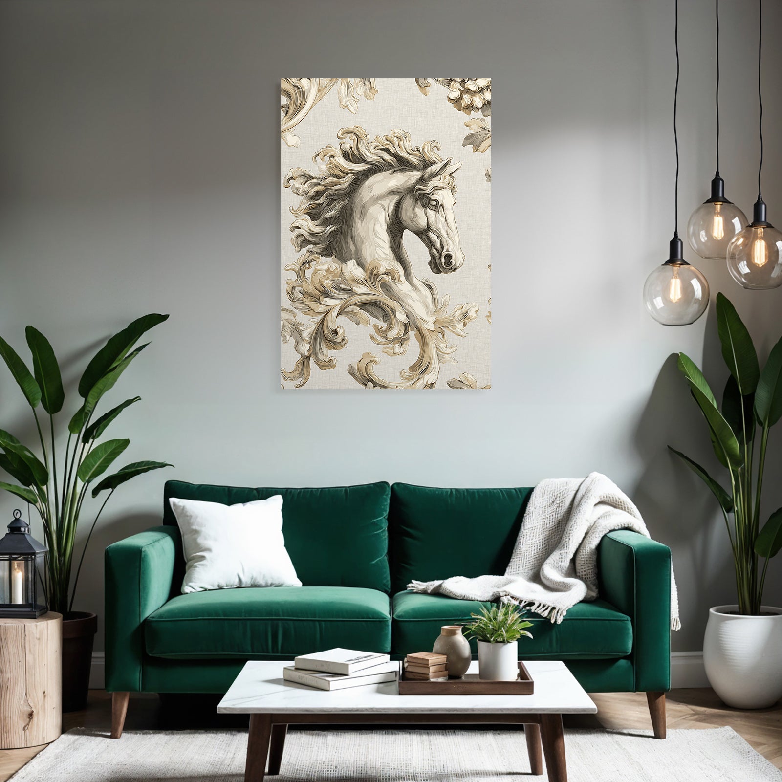 Pferdekopf Ornate Fliesendesign Beige Creme