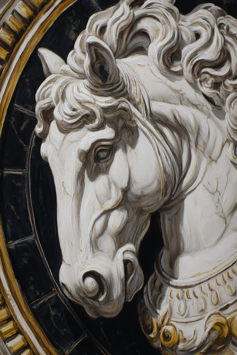 Pferdekopf Skulptur Relief Detailreiche Darstellung | Klassisch | Einrichtungsstile