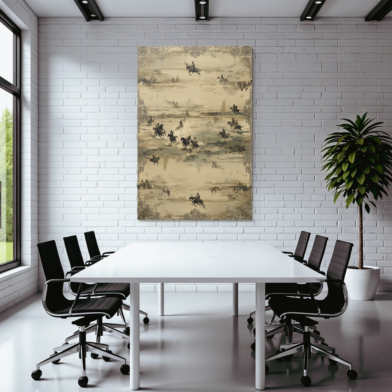 Pferdereiter In Der Landschaft Western Thema Vintage Aesthetik