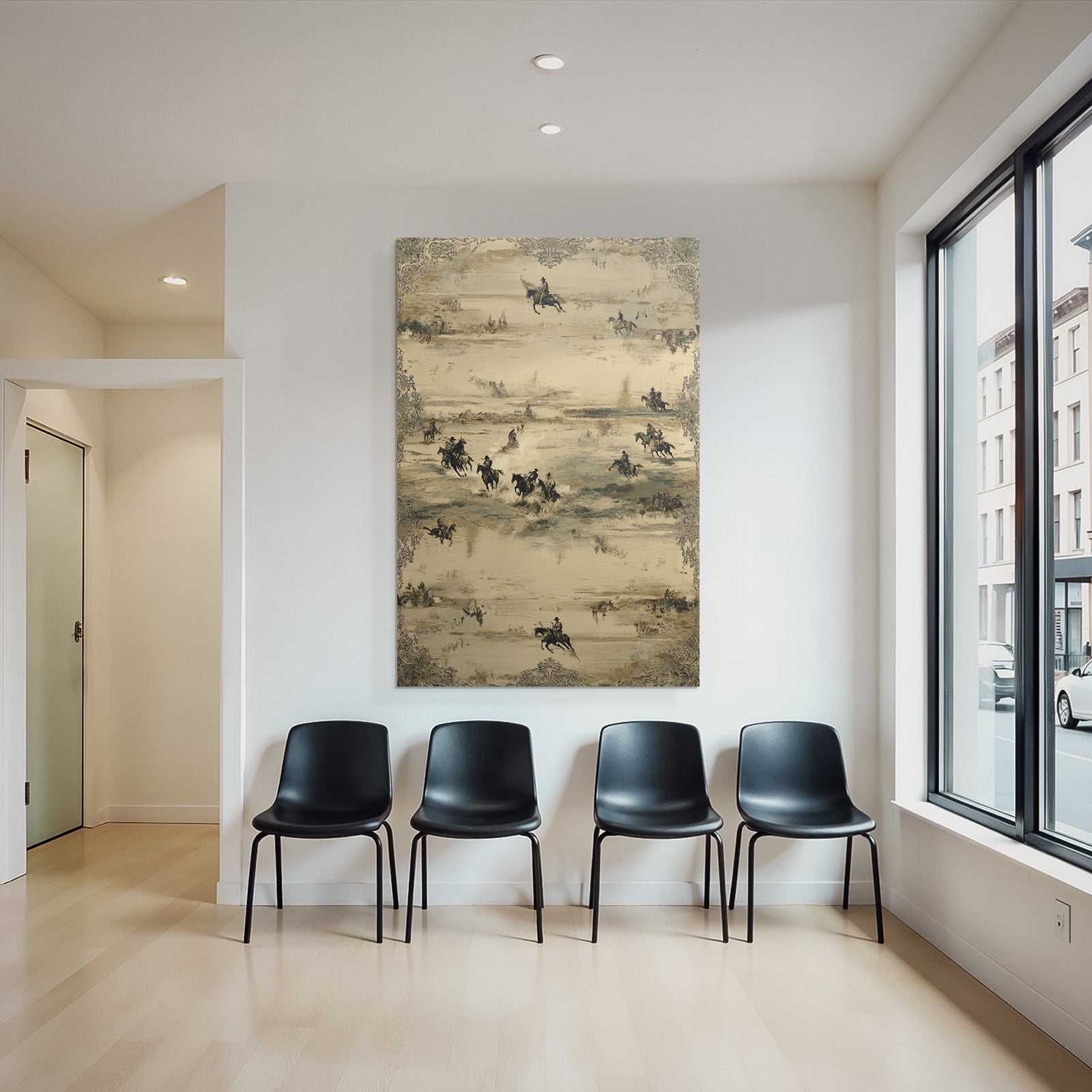 Pferdereiter In Der Landschaft Western Thema Vintage Aesthetik