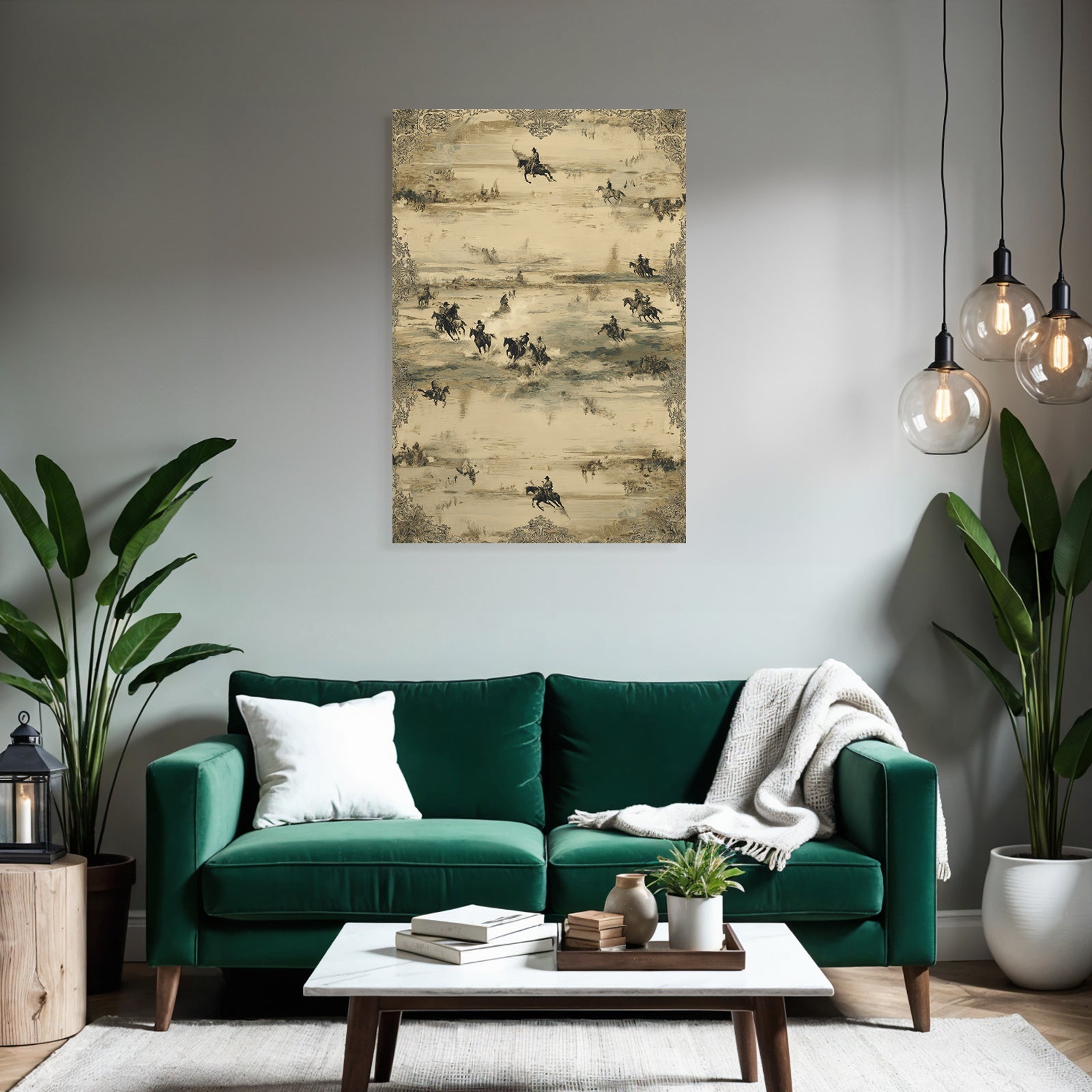 Pferdereiter In Der Landschaft Western Thema Vintage Aesthetik