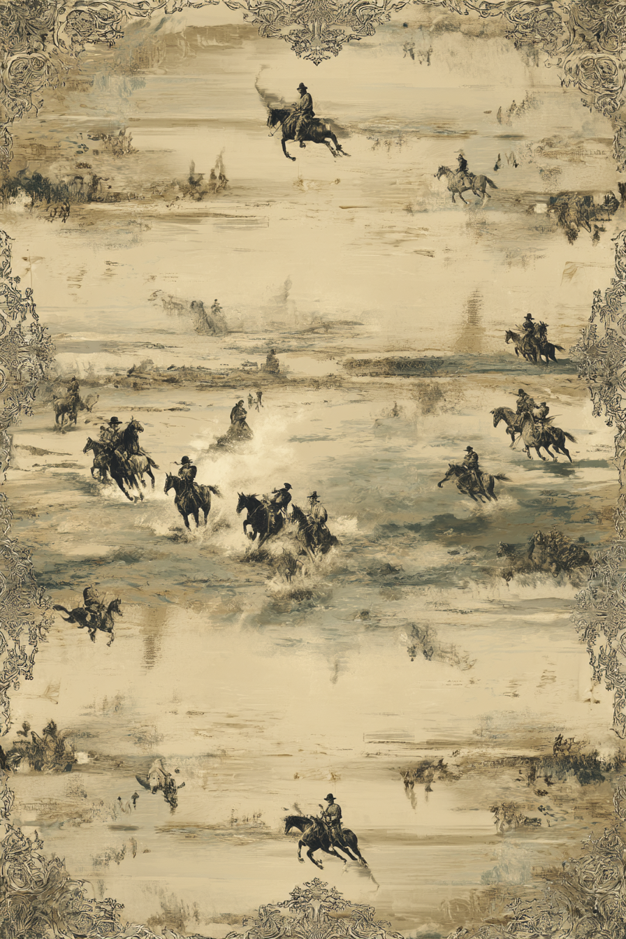 Pferdereiter In Der Landschaft Western Thema Vintage Aesthetik | Klassisch | Einrichtungsstile