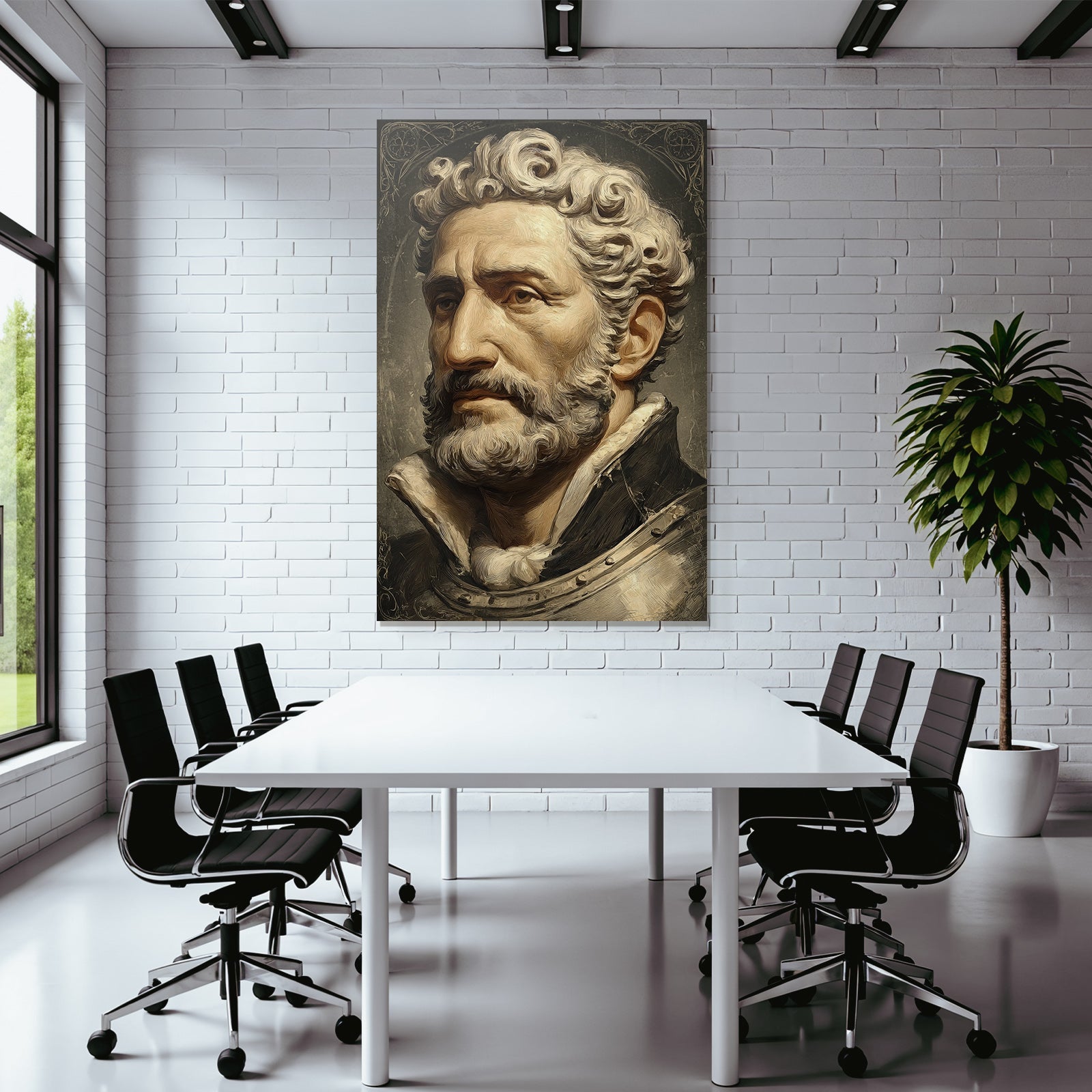 Portraet Eines Mannes Mit Lockigem Haar Und Vollbart In Historischer Kleidung