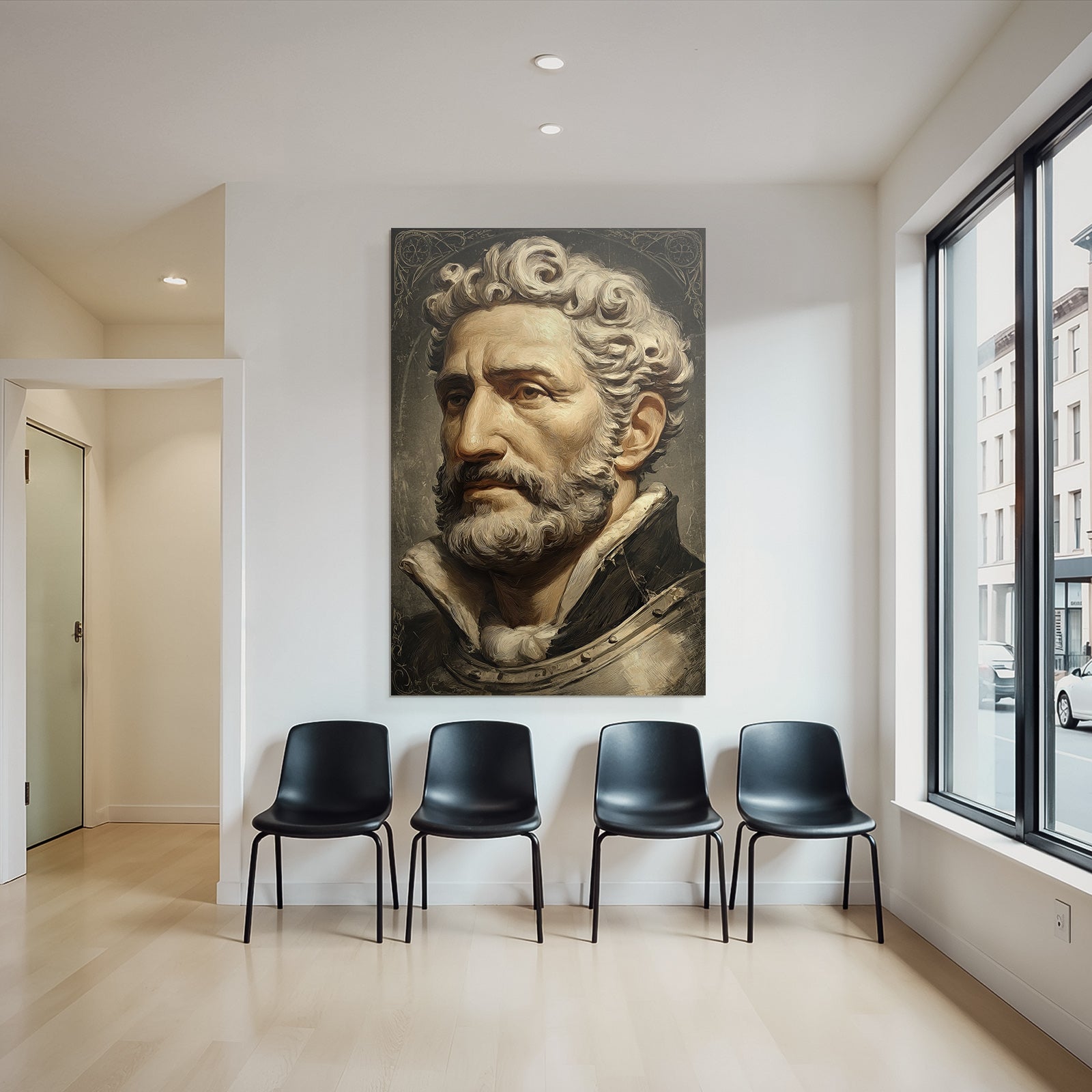 Portraet Eines Mannes Mit Lockigem Haar Und Vollbart In Historischer Kleidung