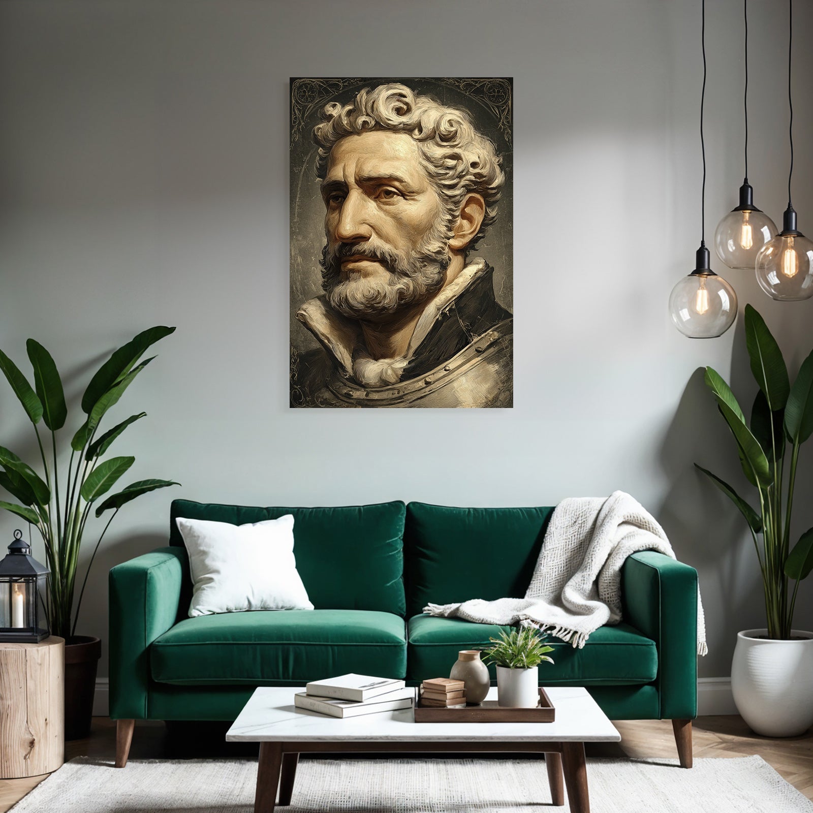 Portraet Eines Mannes Mit Lockigem Haar Und Vollbart In Historischer Kleidung