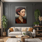 Portrait Der Frau Mit Blumen Im Profil