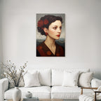 Portrait Der Frau Mit Blumen Im Profil