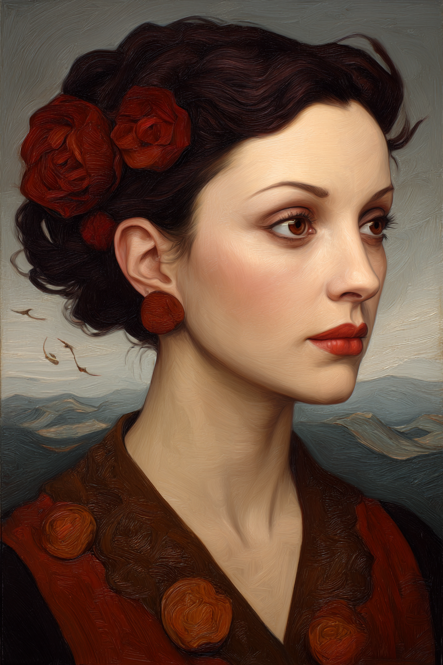 Portrait Der Frau Mit Blumen Im Profil | Klassisch | Einrichtungsstile