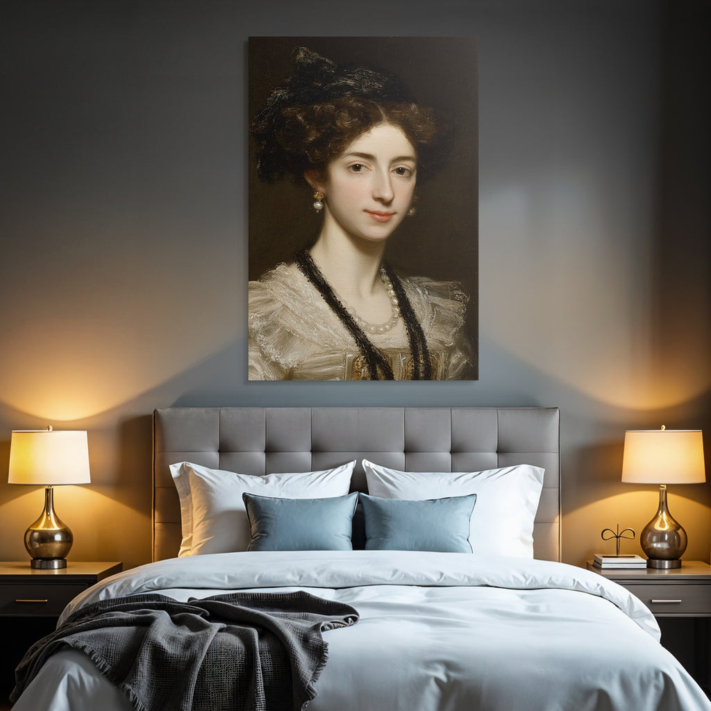 Portrait Einer Frau Im Stil Des 19 Jahrhunderts Mit Perlen
