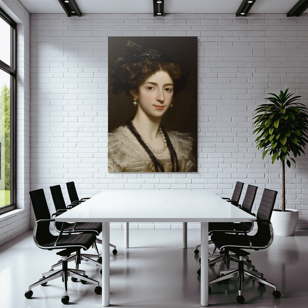 Portrait Einer Frau Im Stil Des 19 Jahrhunderts Mit Perlen