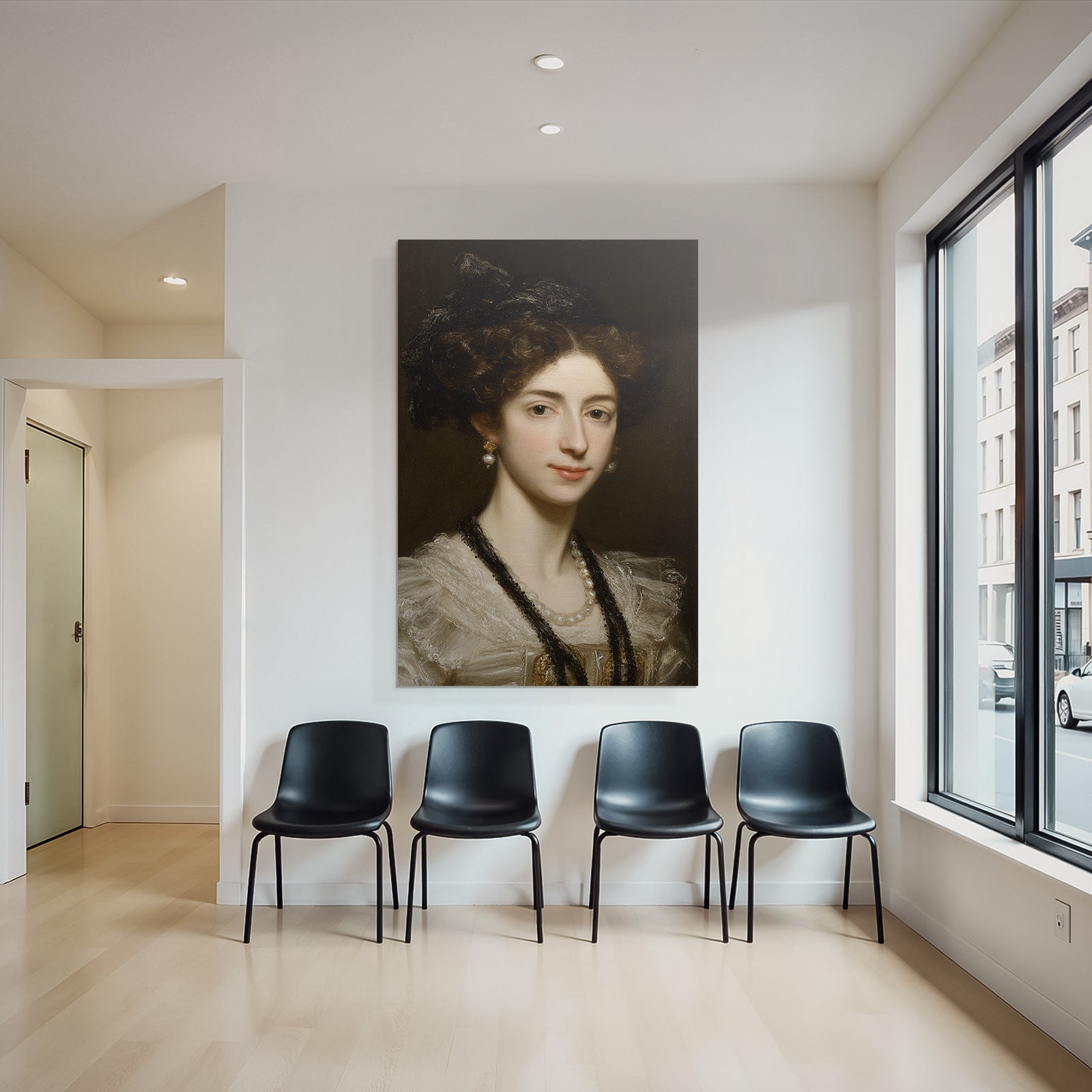Portrait Einer Frau Im Stil Des 19 Jahrhunderts Mit Perlen