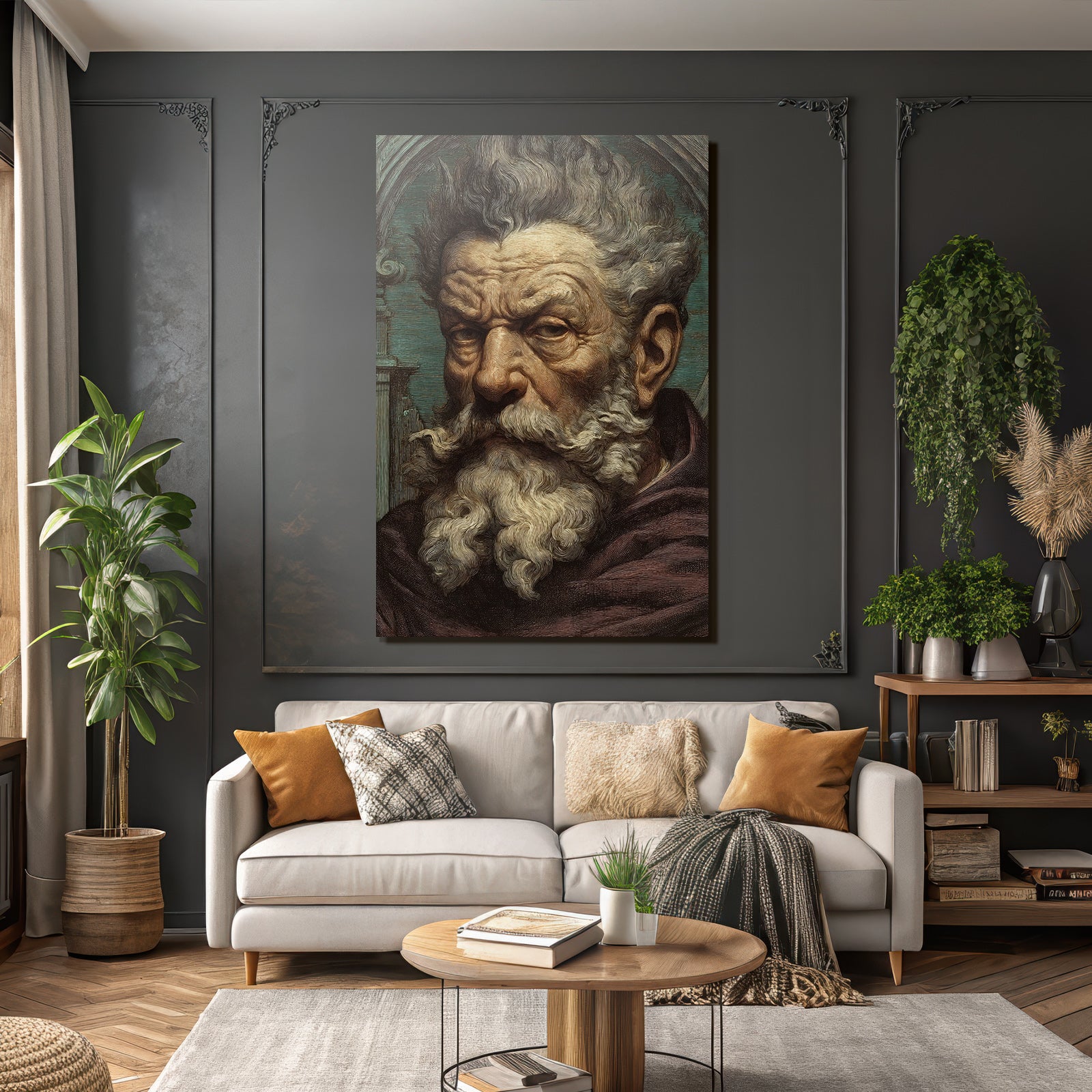 Portrait Eines Aelteren Mannes Mit Distinktivem Bart Und Haar
