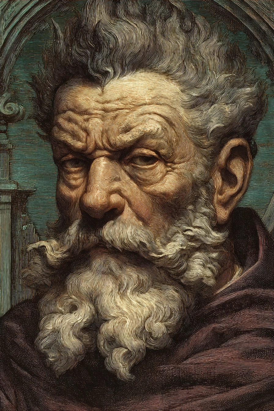Portrait Eines Aelteren Mannes Mit Distinktivem Bart Und Haar | Klassisch | Einrichtungsstile