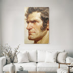 Portrait Eines Mannes Mit Starken Gesichtszuegen Und Texturiertem Stil