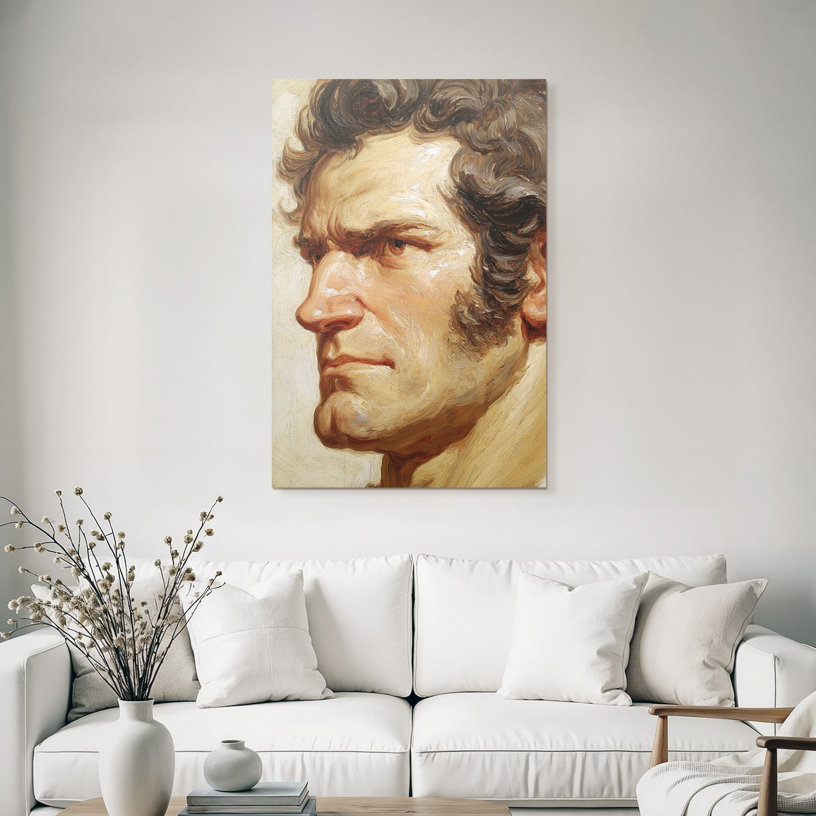 Portrait Eines Mannes Mit Starken Gesichtszuegen Und Texturiertem Stil