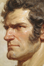 Portrait Eines Mannes Mit Starken Gesichtszuegen Und Texturiertem Stil | Klassisch | Einrichtungsstile