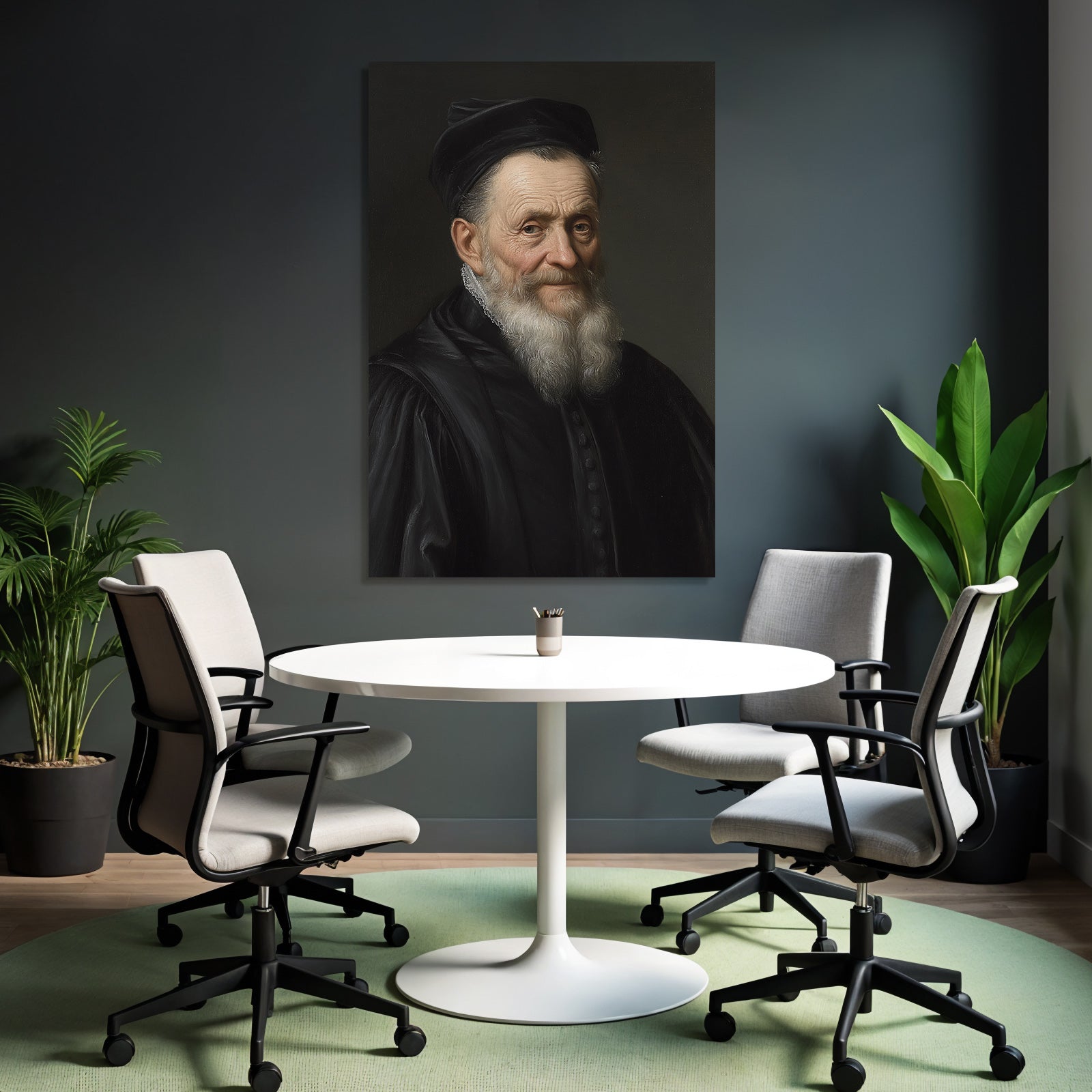 Portrait Einsamer Alter Mann Mit Weiss Haar Und Beard