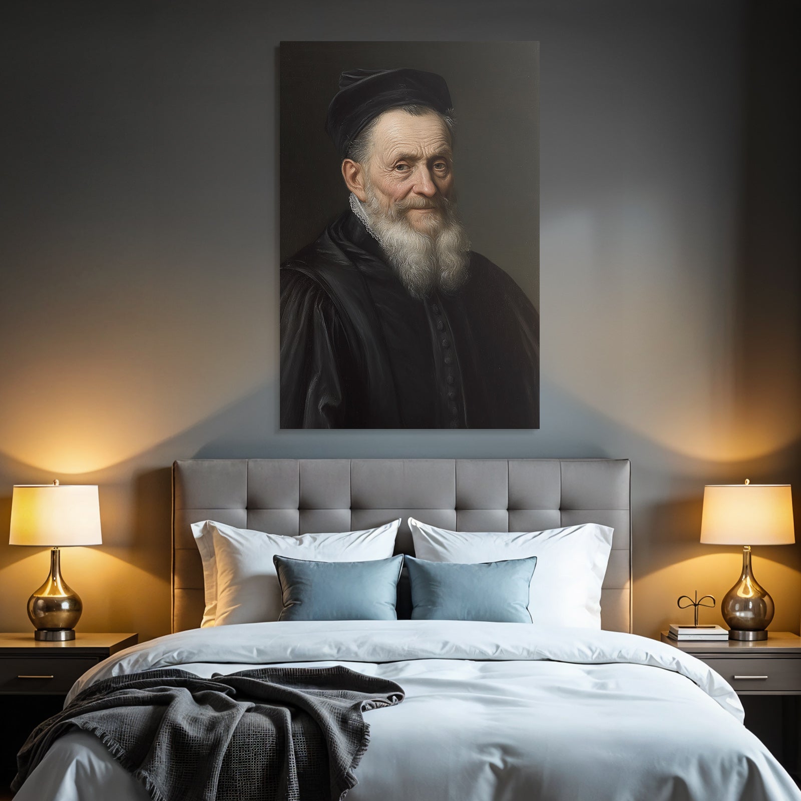 Portrait Einsamer Alter Mann Mit Weiss Haar Und Beard