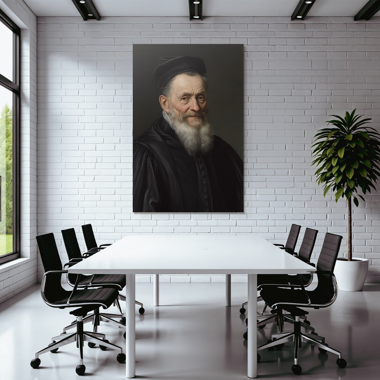 Portrait Einsamer Alter Mann Mit Weiss Haar Und Beard