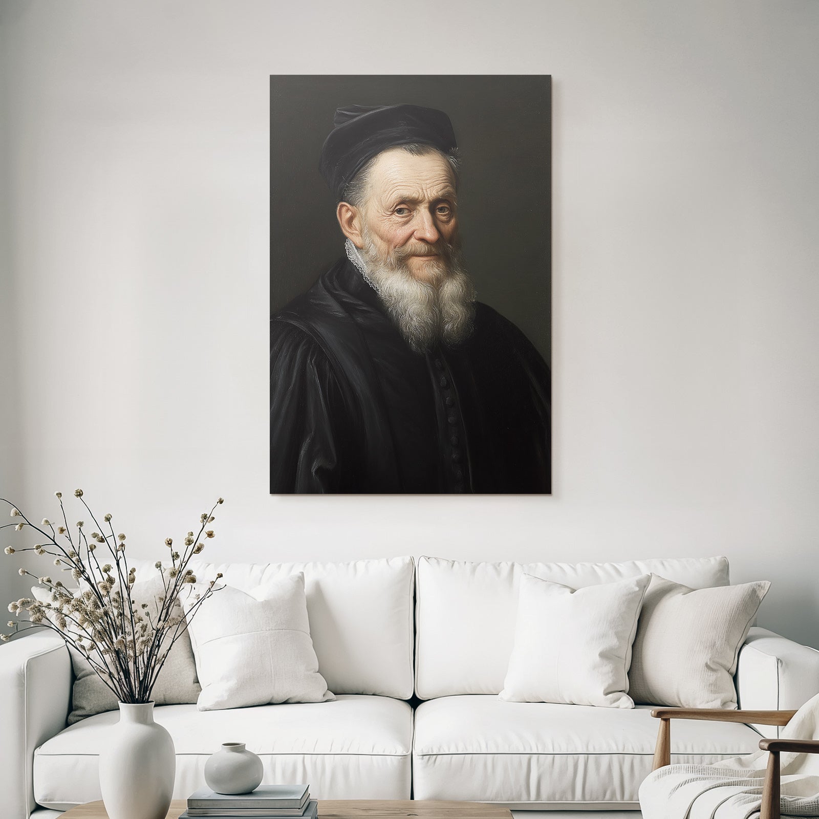 Portrait Einsamer Alter Mann Mit Weiss Haar Und Beard