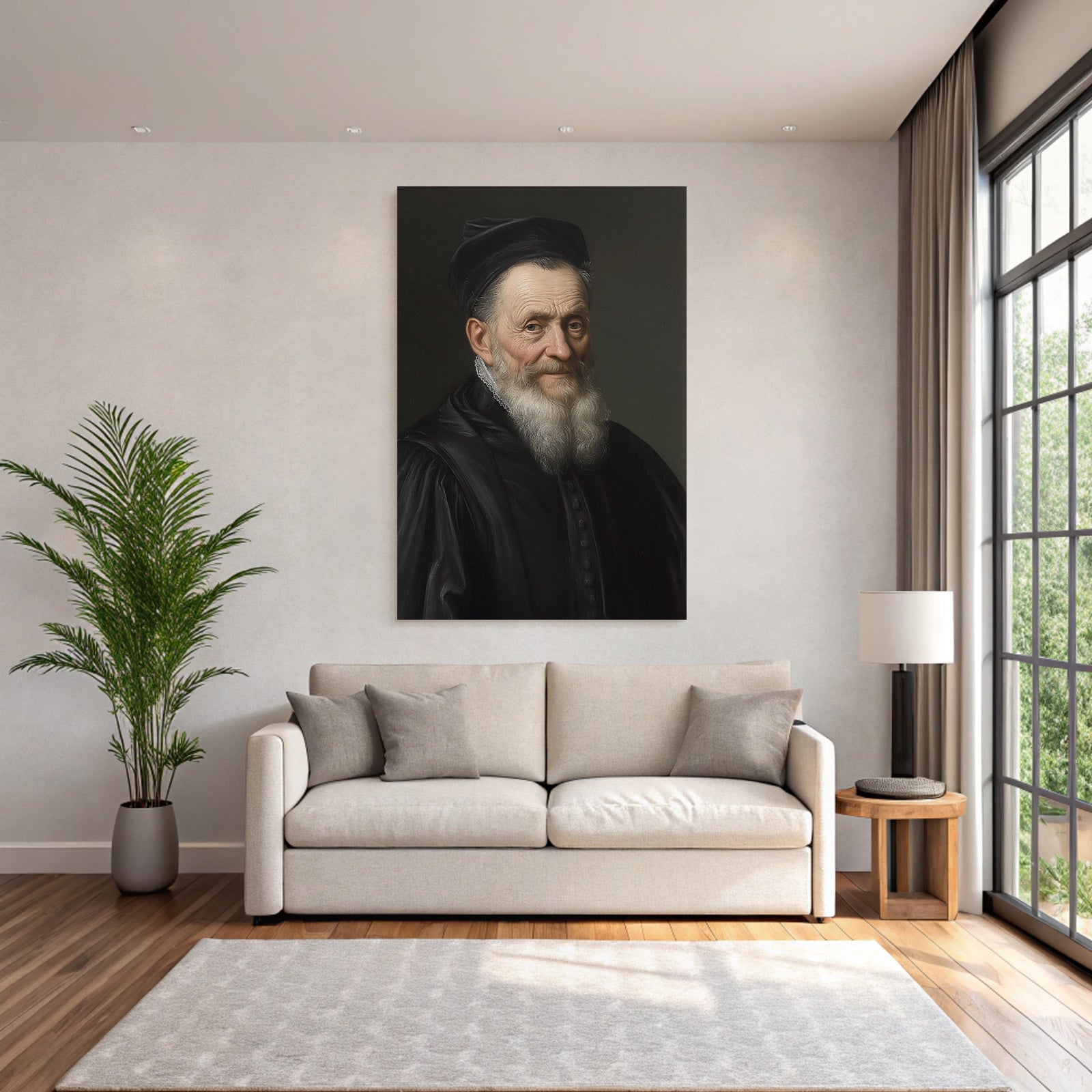 Portrait Einsamer Alter Mann Mit Weiss Haar Und Beard
