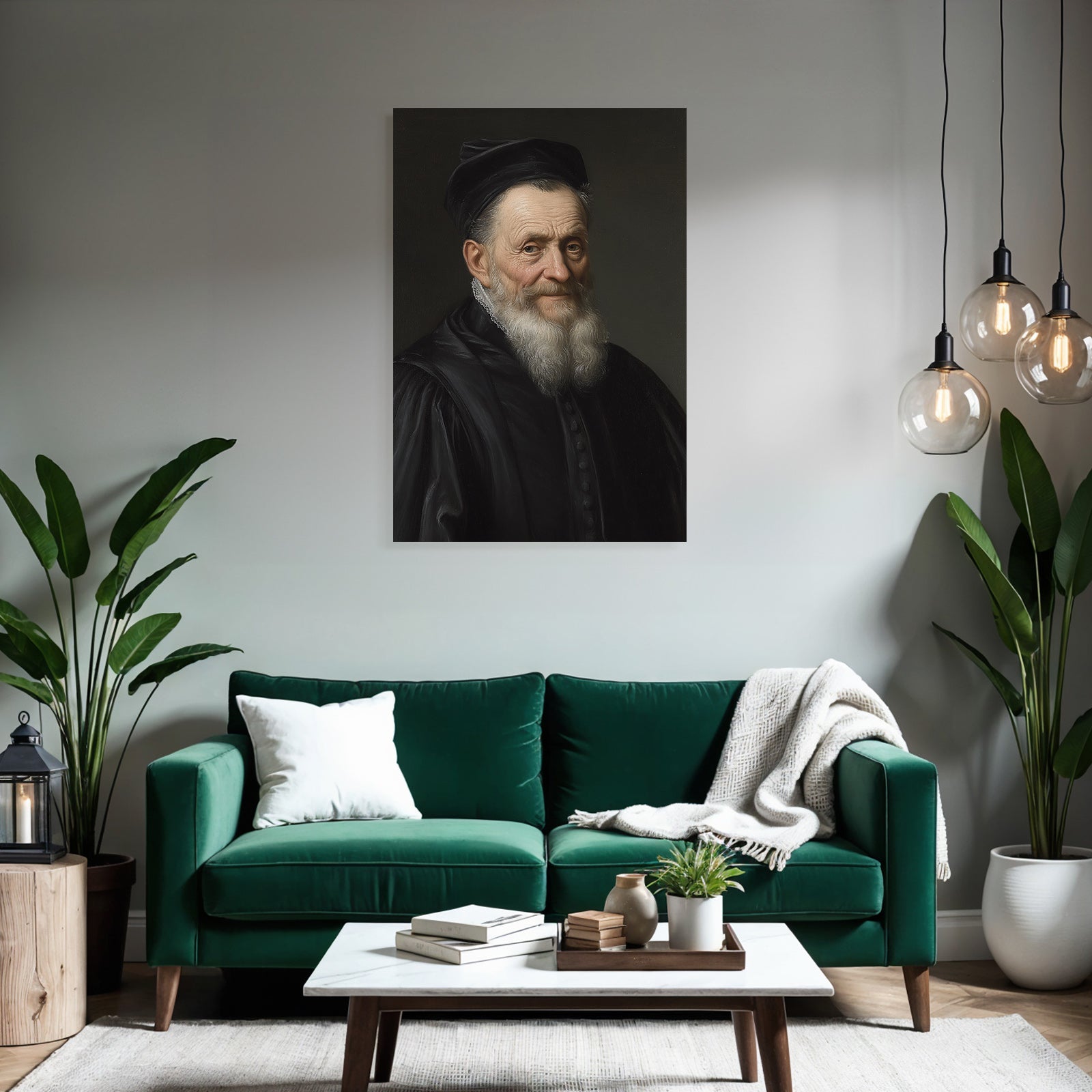 Portrait Einsamer Alter Mann Mit Weiss Haar Und Beard