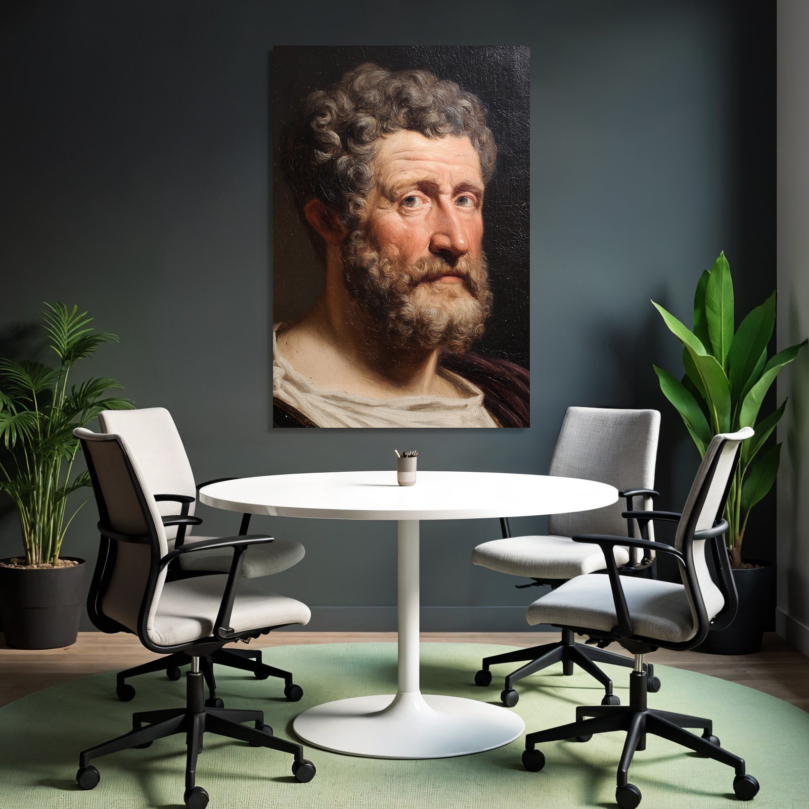 Portrait Von Einem Mann Mit Lockigem Haar Und Bart