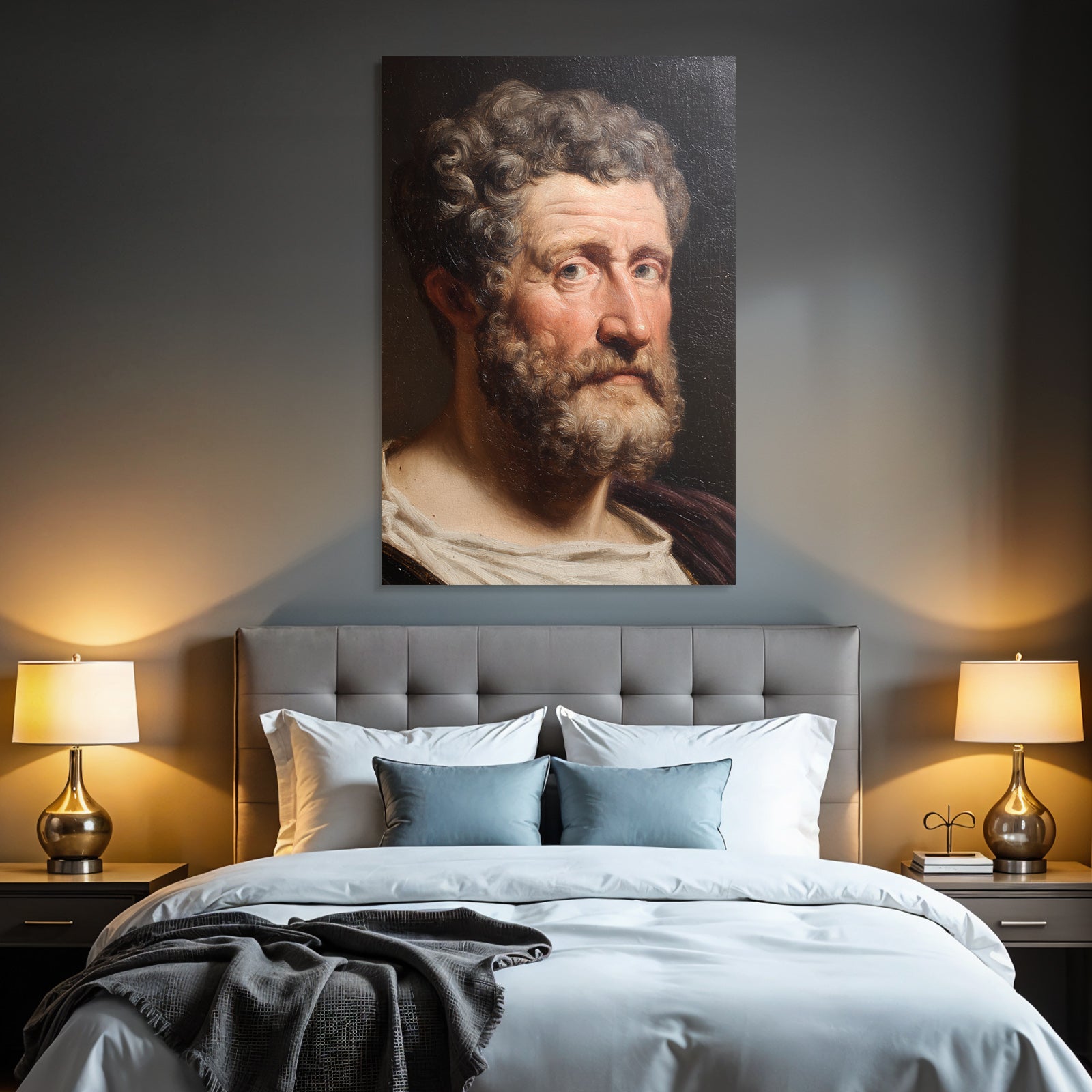 Portrait Von Einem Mann Mit Lockigem Haar Und Bart