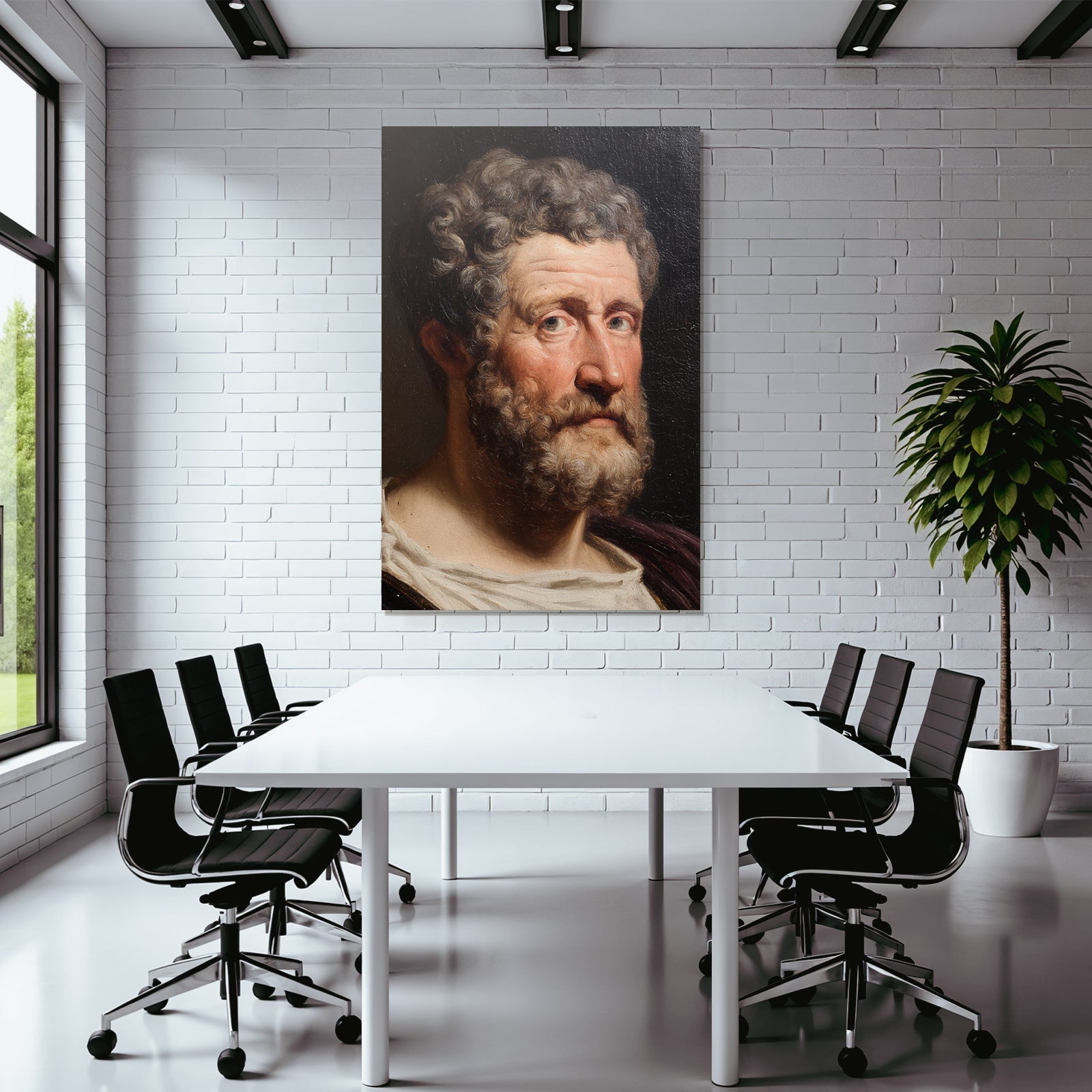 Portrait Von Einem Mann Mit Lockigem Haar Und Bart