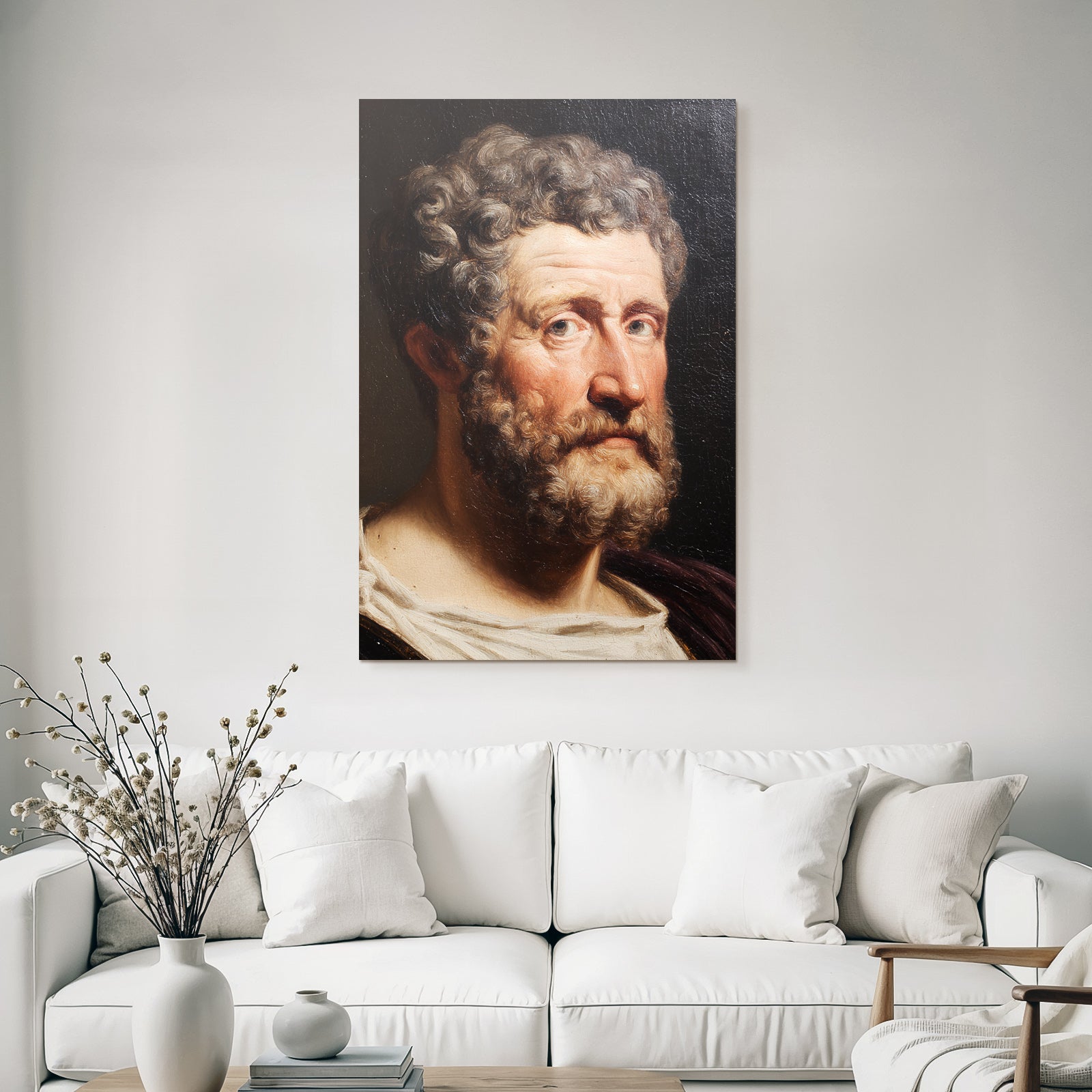 Portrait Von Einem Mann Mit Lockigem Haar Und Bart