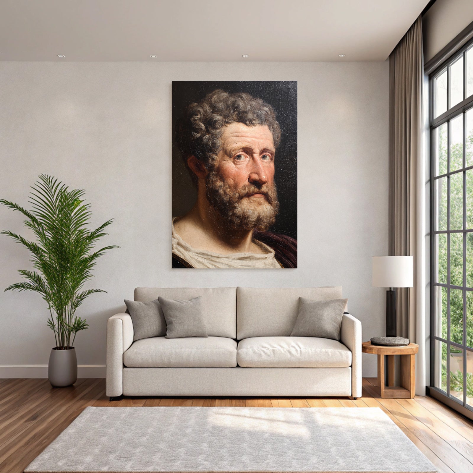 Portrait Von Einem Mann Mit Lockigem Haar Und Bart