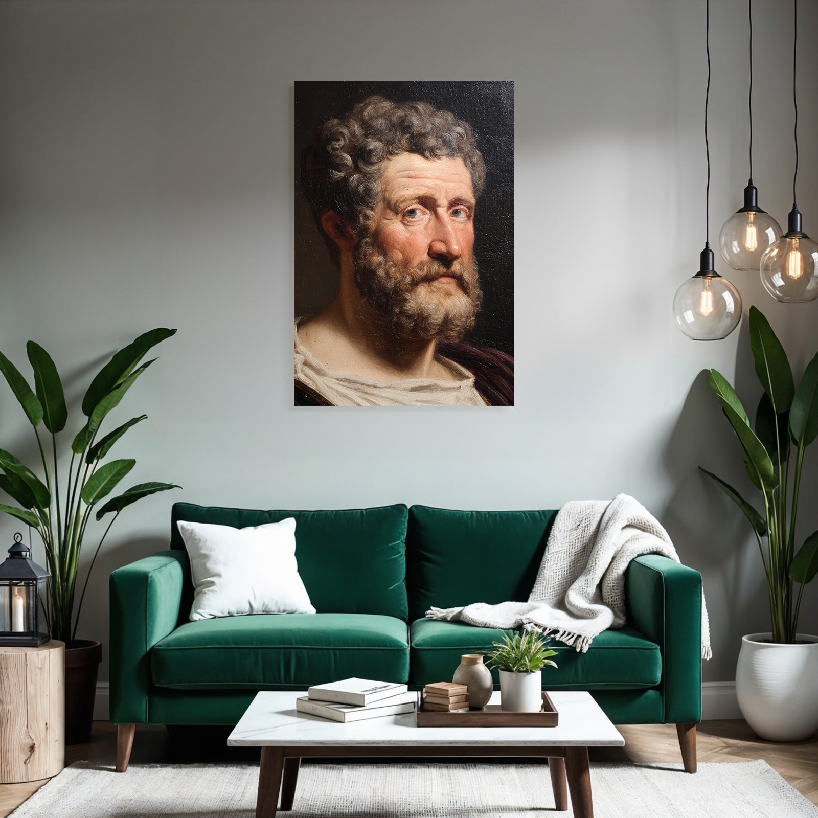 Portrait Von Einem Mann Mit Lockigem Haar Und Bart