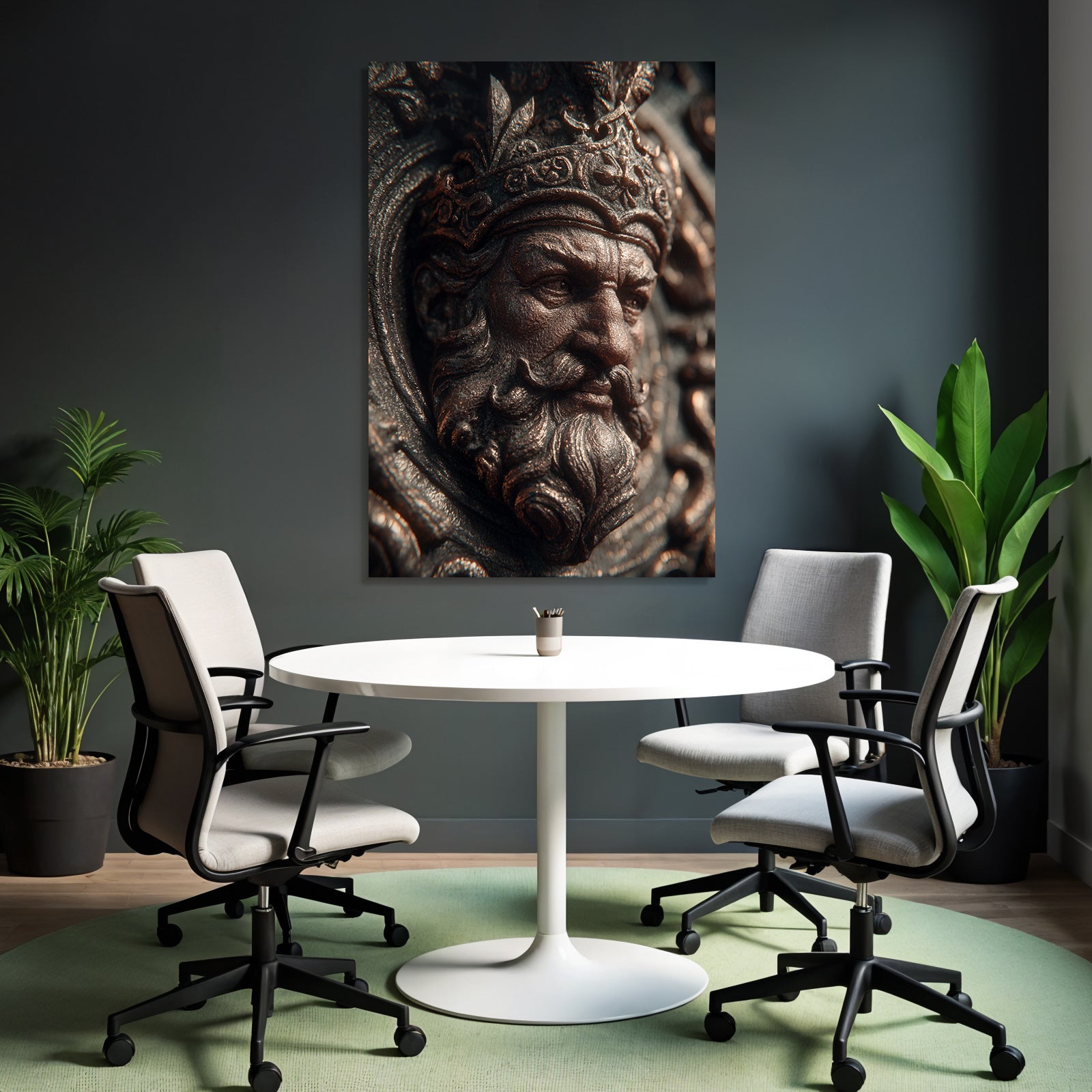 Regales Figuren Mit Krone Detailaufnahme Metallisches Material