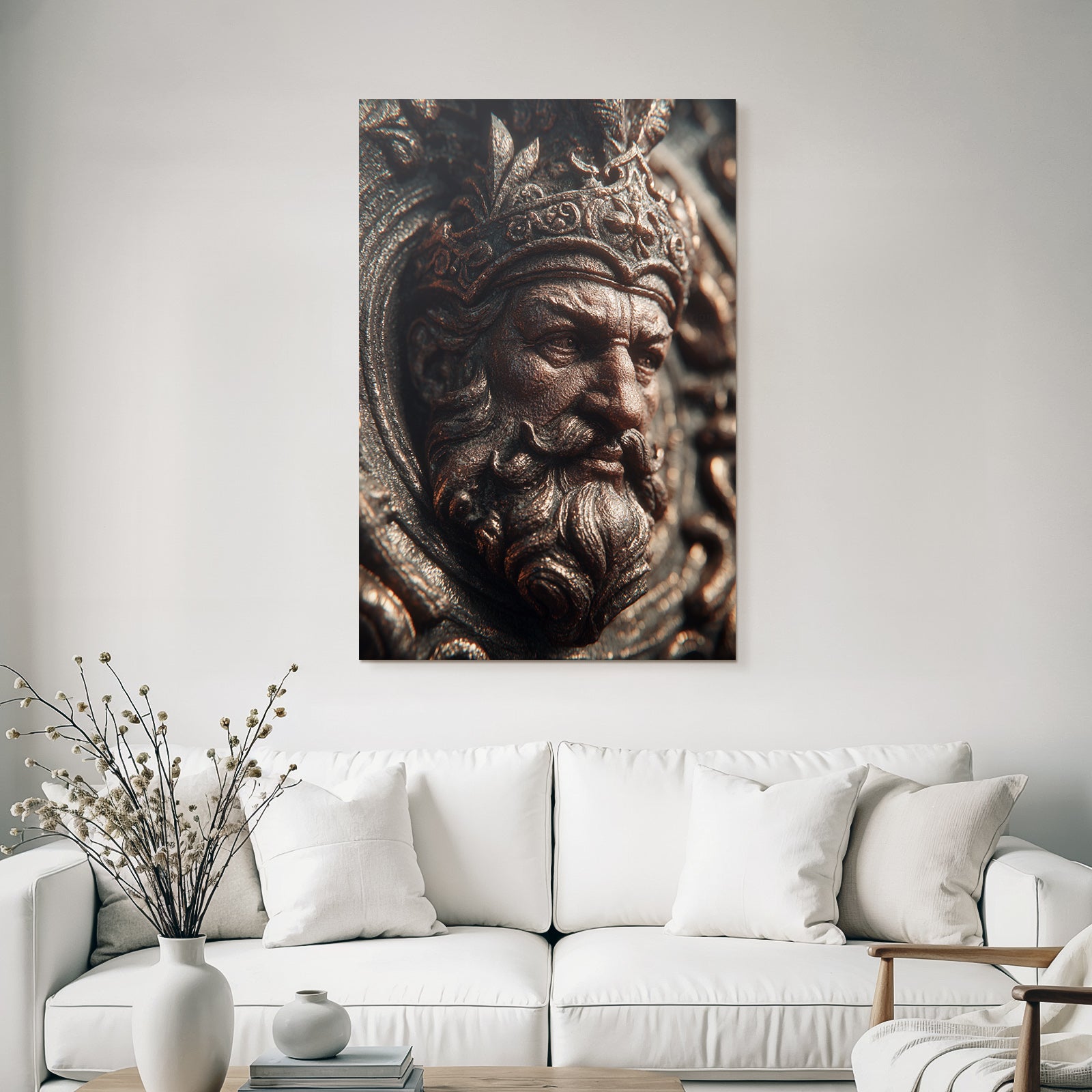 Regales Figuren Mit Krone Detailaufnahme Metallisches Material