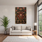 Reich Bestickter Blumenstoff Dunkler Hintergrund