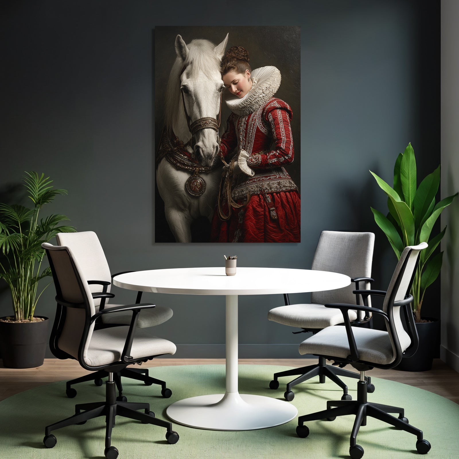 Rochade Und Pferdeliebe Ornate Rotes Kleid Historische Portraitkunst