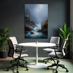Ruhige Kuestenlandschaft Felsen Watervoegel Nebel Atmosphaere
