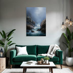 Ruhige Kuestenlandschaft Felsen Watervoegel Nebel Atmosphaere