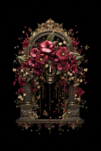 Stylisierte Gesicht Umgeben Von Blumen Mit Dekorativem Bogen | Klassisch | Einrichtungsstile