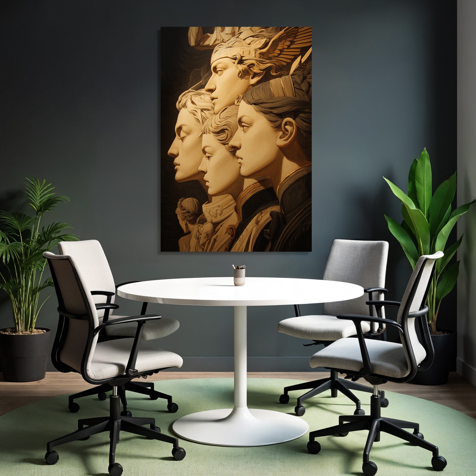 Stylisierte Humanfiguren Mit Intrikaten Haarschnitten Und Kleidung