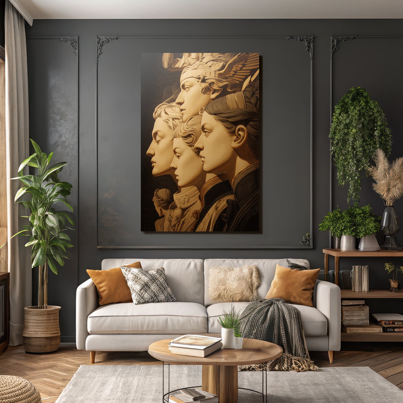 Stylisierte Humanfiguren Mit Intrikaten Haarschnitten Und Kleidung