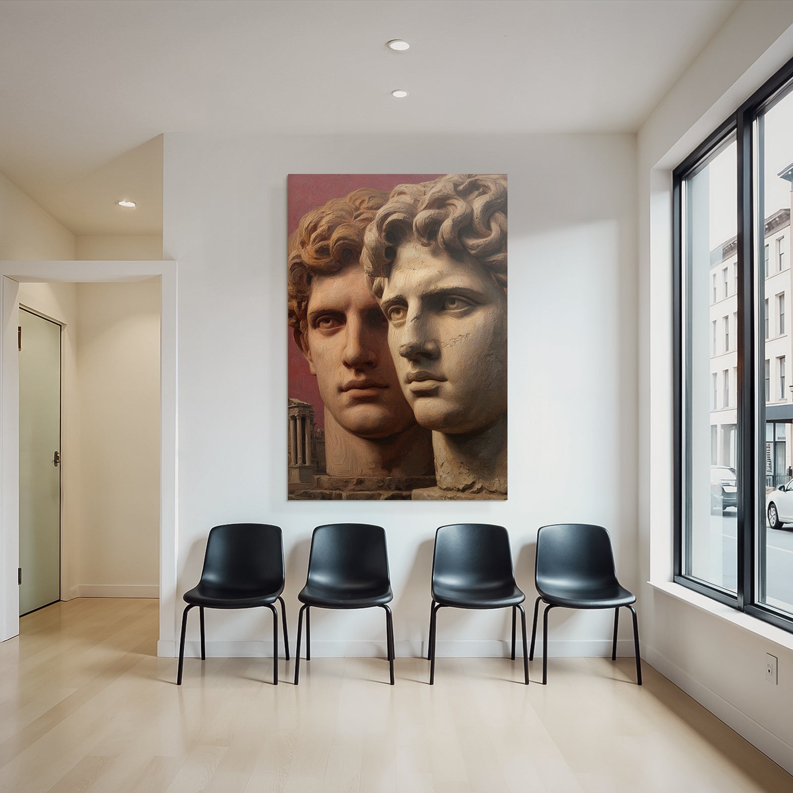 Stylisierte Menschliche Gesichter E Kunst Hintergrund Reiches Farbe